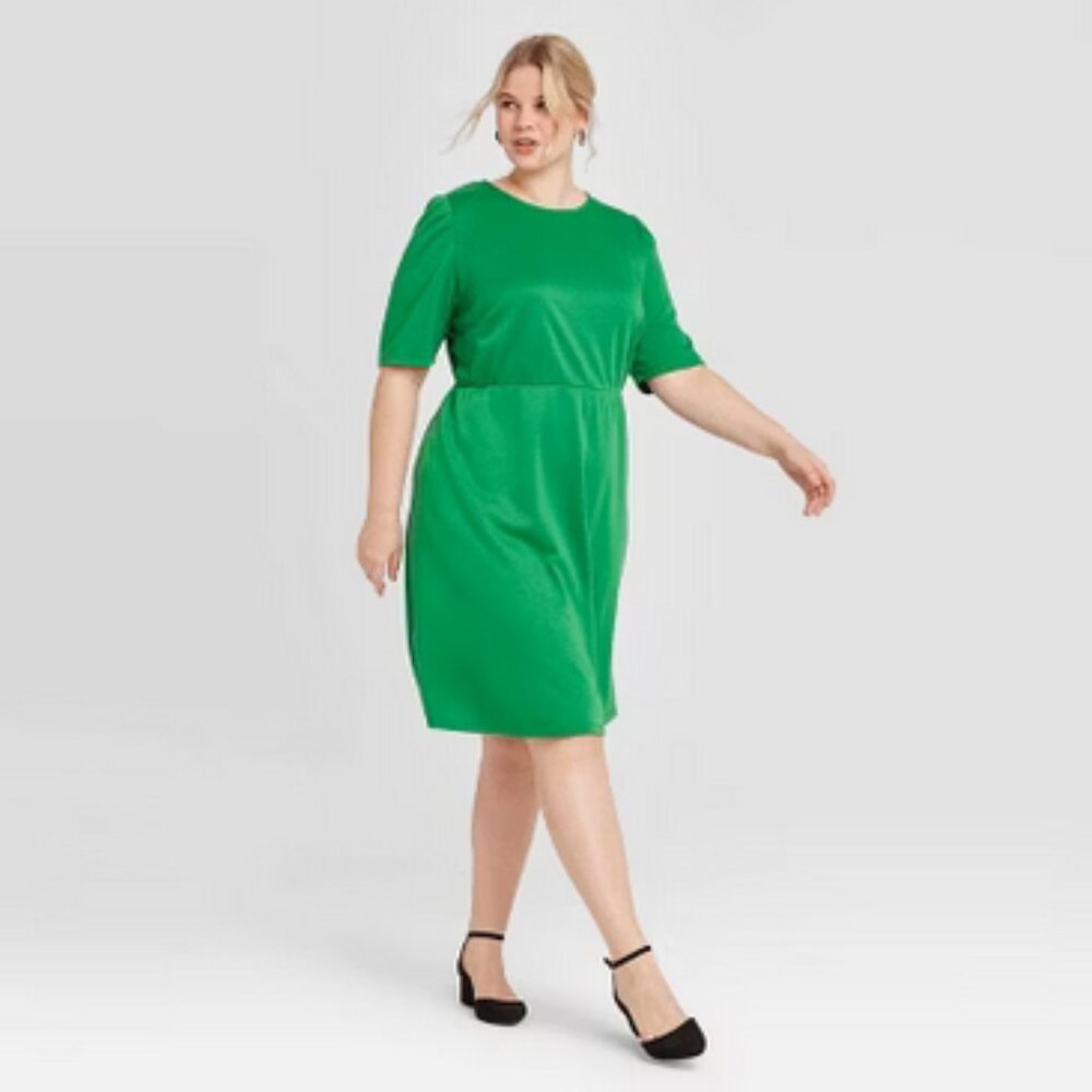 Who What Wear Women's Plus Size Short Sleeve Green Dress
